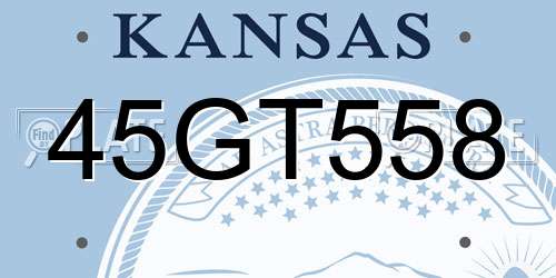 45GT558 Kansas License Plate