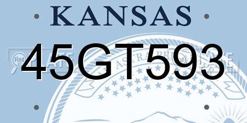 45GT593 Kansas License Plate