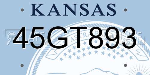 45GT893 Kansas License Plate