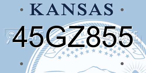 45GZ855 Kansas License Plate