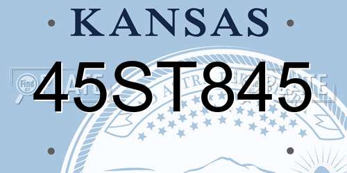 45ST845 Kansas License Plate