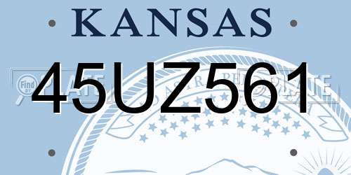 45UZ561 Kansas License Plate