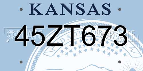 45ZT673 Kansas License Plate