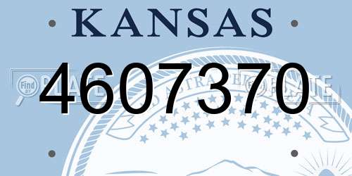 4607370 Kansas License Plate