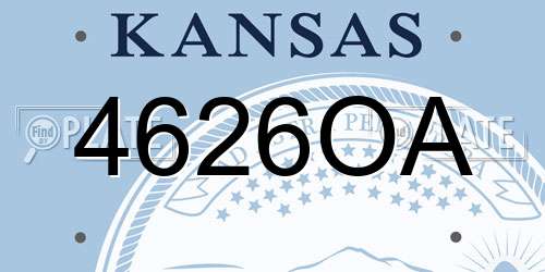 4626OA Kansas License Plate