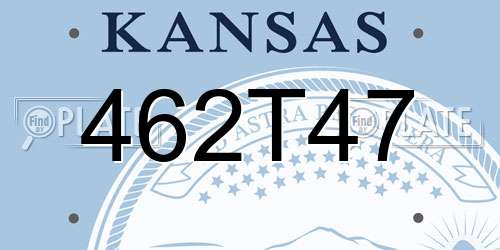 462T47 Kansas License Plate