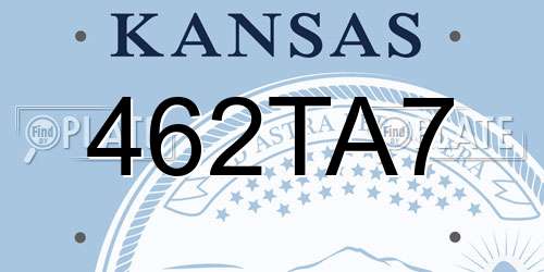 462TA7 Kansas License Plate