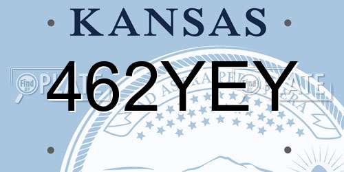 462YEY Kansas License Plate