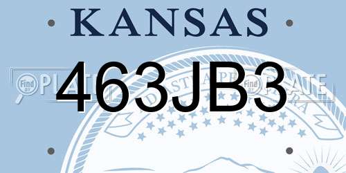 463JB3 Kansas License Plate