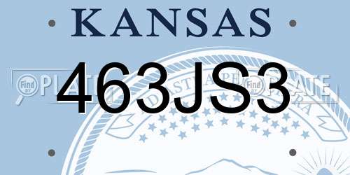 463JS3 Kansas License Plate