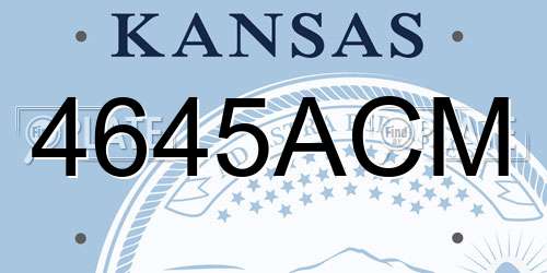 4645ACM Kansas License Plate