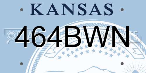 464BWN Kansas License Plate