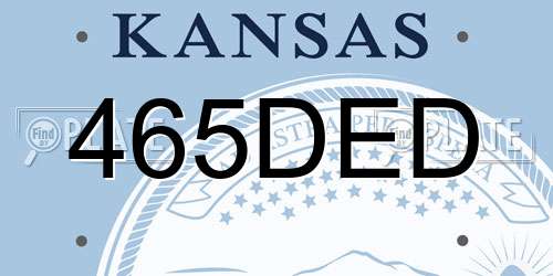 465DED Kansas License Plate