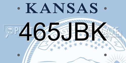465JBK Kansas License Plate