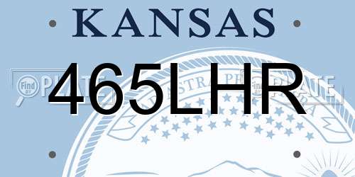 465LHR Kansas License Plate