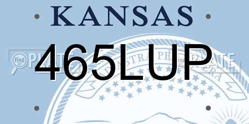 465LUP Kansas License Plate