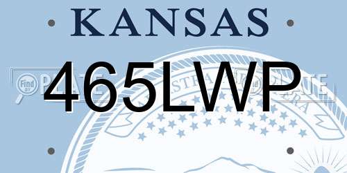 465LWP Kansas License Plate
