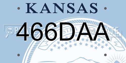 466DAA Kansas License Plate