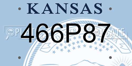 466P87 Kansas License Plate