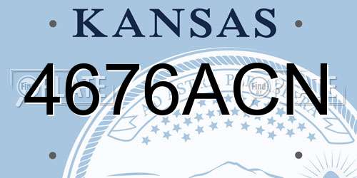 4676ACN Kansas License Plate