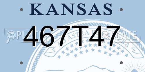 467T47 Kansas License Plate