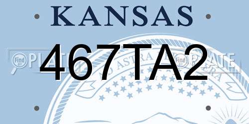 467TA2 Kansas License Plate