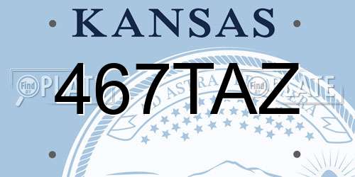 467TAZ Kansas License Plate