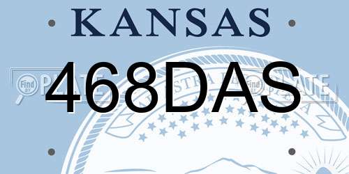 468DAS Kansas License Plate