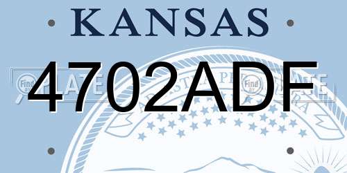 4702ADF Kansas License Plate