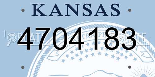4704183 Kansas License Plate