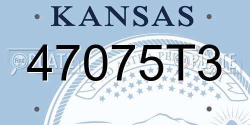 47075T3 Kansas License Plate