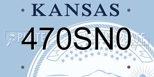 470SN0 Kansas License Plate