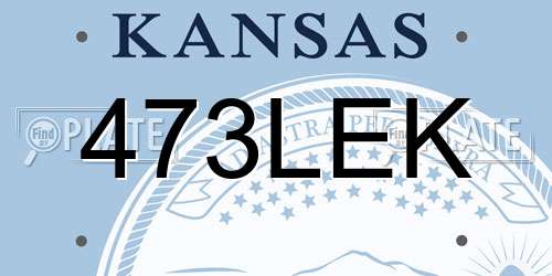 473LEK Kansas License Plate