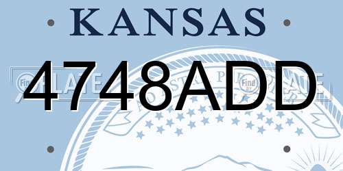 4748ADD Kansas License Plate