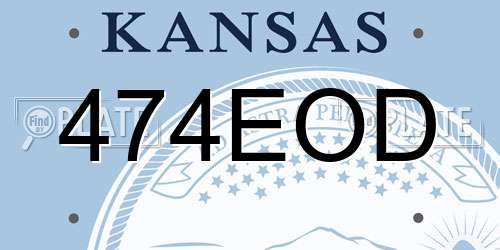 474EOD Kansas License Plate