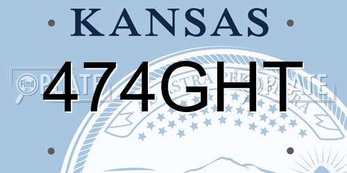 474GHT Kansas License Plate