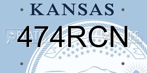474RCN Kansas License Plate