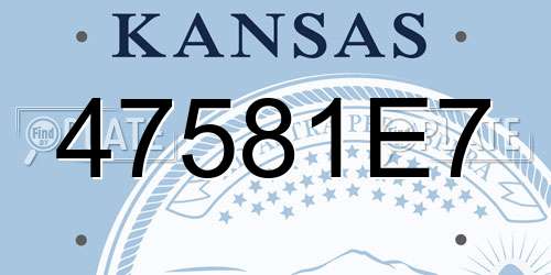 47581E7 Kansas License Plate