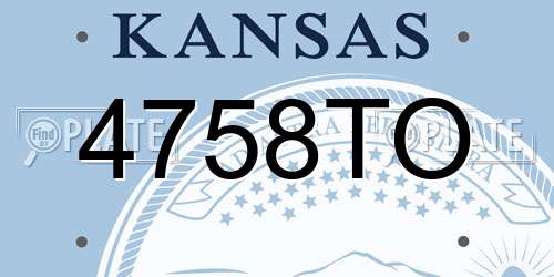 4758TO Kansas License Plate