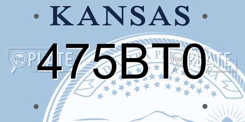 475BT0 Kansas License Plate