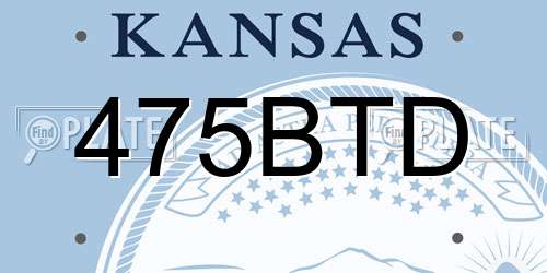 475BTD Kansas License Plate