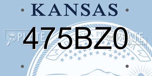 475BZ0 Kansas License Plate