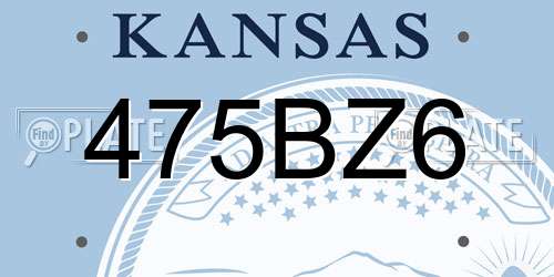 475BZ6 Kansas License Plate