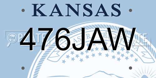 476JAW Kansas License Plate