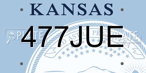 477JUE Kansas License Plate