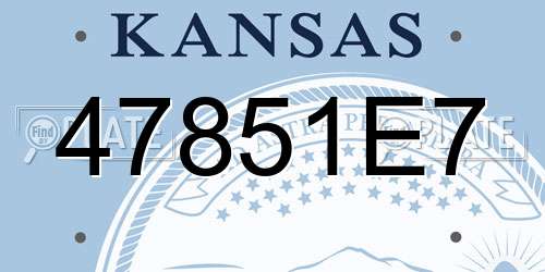 47851E7 Kansas License Plate