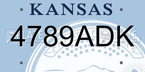 4789ADK Kansas License Plate