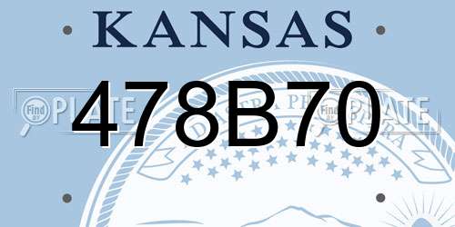 478B70 Kansas License Plate