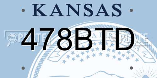 478BTD Kansas License Plate