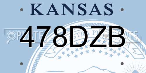478DZB Kansas License Plate